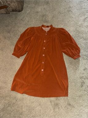 Vintage Handmade Women’s Velvet Button-Front Puff Sleeve Tunic